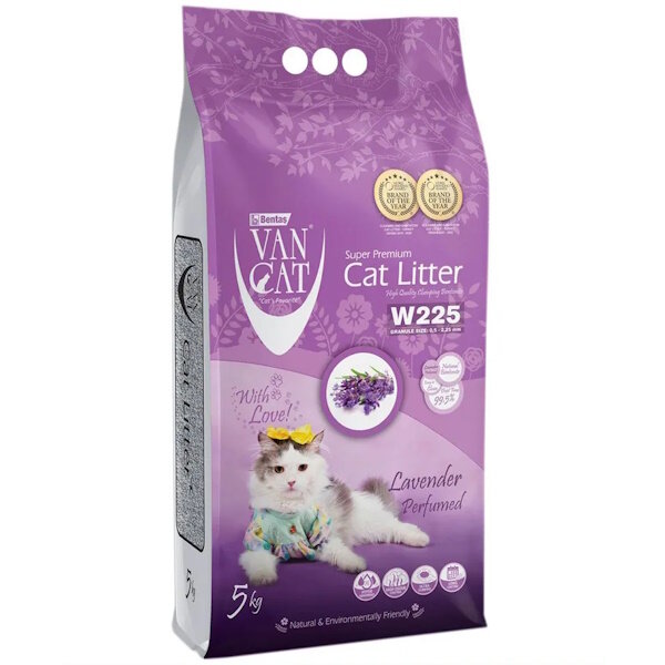 Van Cat Lavender Комкующийся наполнитель без пыли с ароматом Лаванды 5кг