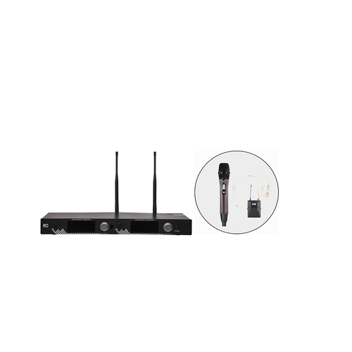 T-521UV Двухканальная радиомикрофонная система приёмник 1 ручной1 головной микрофоны 10401900₽