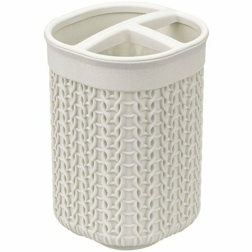 Стакан дзубных щеток Вязание белый ротанг с разделителем 460₽