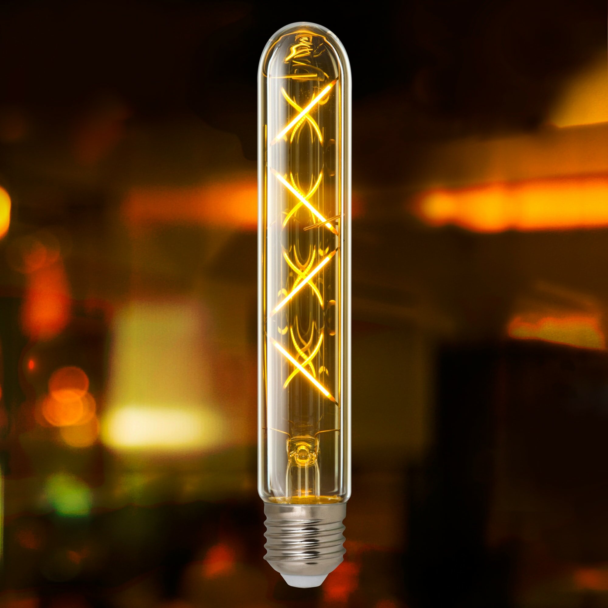 Лампа светодиодная филаментная Volpe E27 220 В 4 Вт цилиндр золотой 300 лм теплый белый свет