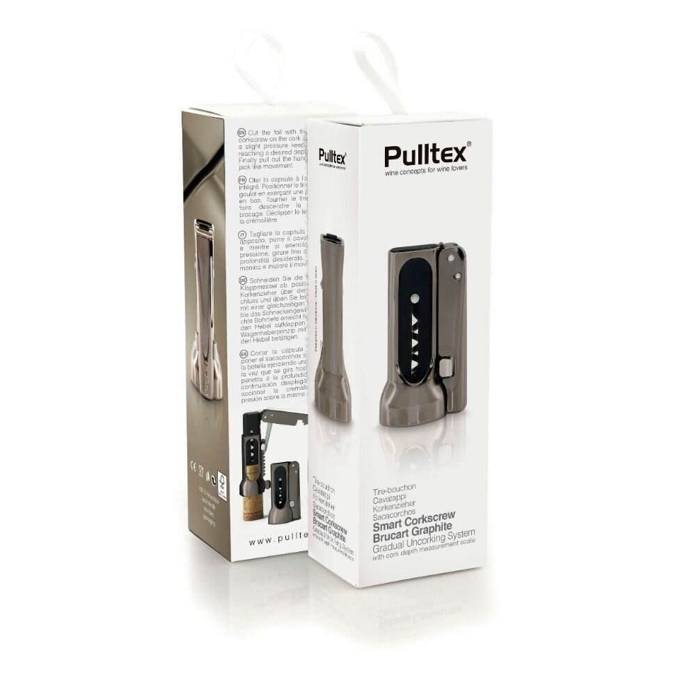 Штопор Pulltex "Brucart Graphite", рычажный, сталь, медь, кожаный чехол