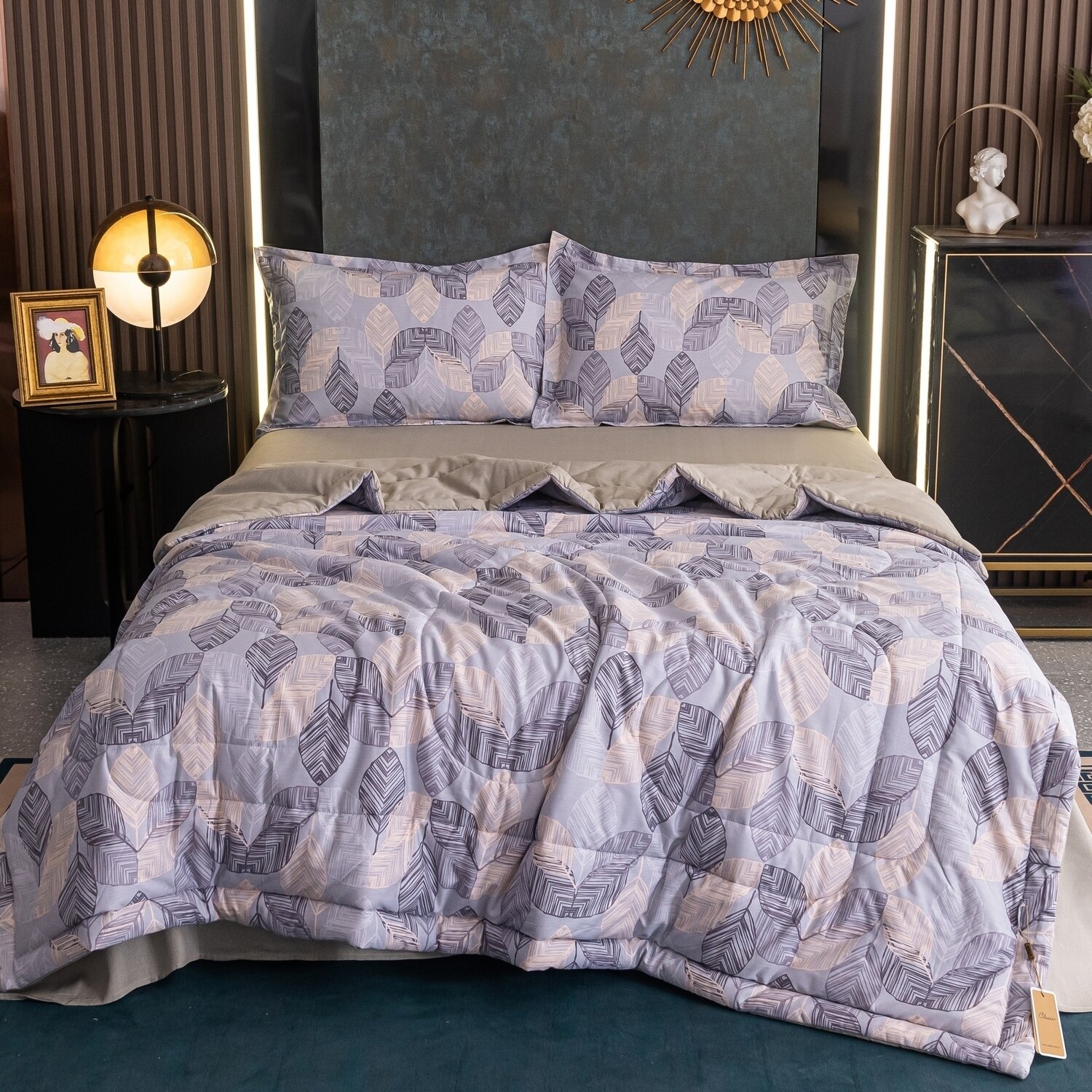 Комплект постельного белья Сатин с Одеялом 100% хлопок OB135 (Евро / 50-70 2 шт)