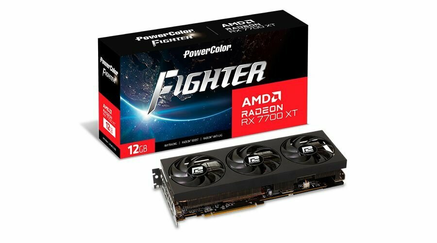 Видеокарта PowerColor RX7700XT Fighter 12GB GDDR6 256-bit DPx3 HDMI 3FAN RTL