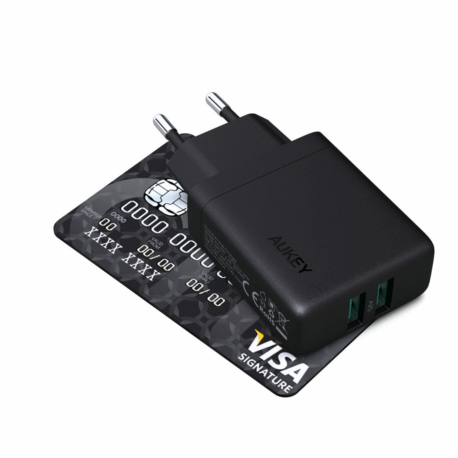 Сетевая зарядка Сетевое зарядное устройство Aukey PA-U50 24W (Black) - фото №3