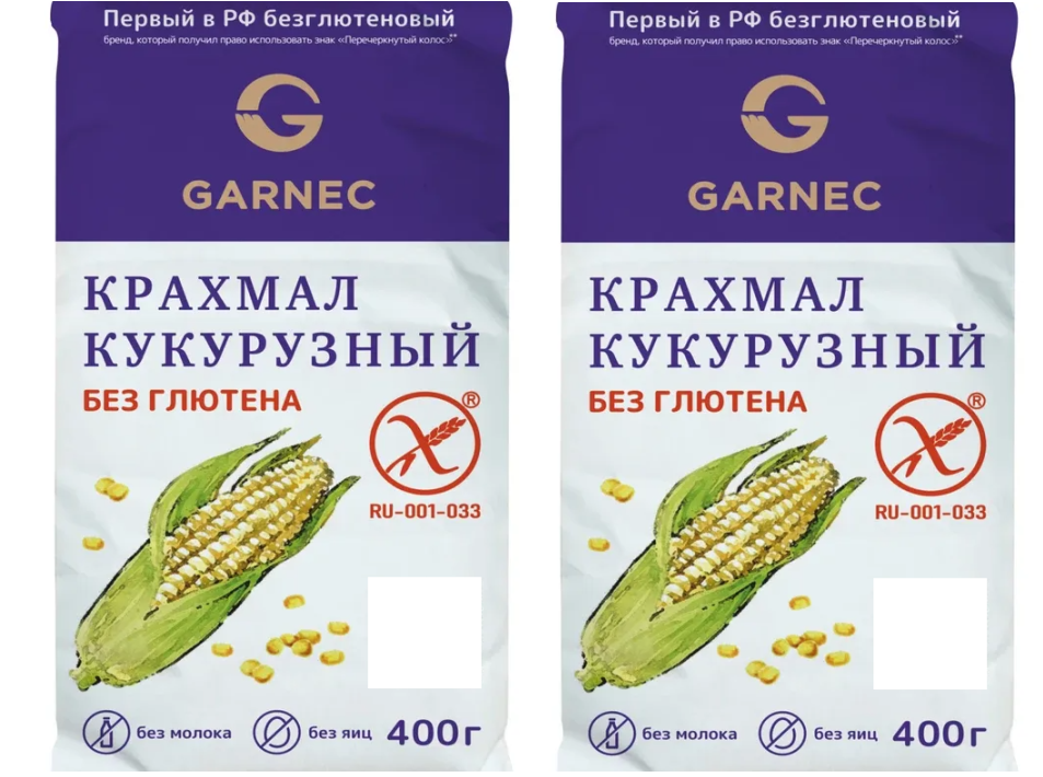 Крахмал Гарнец, кукурузный, без глютена, 400 г, 2 уп