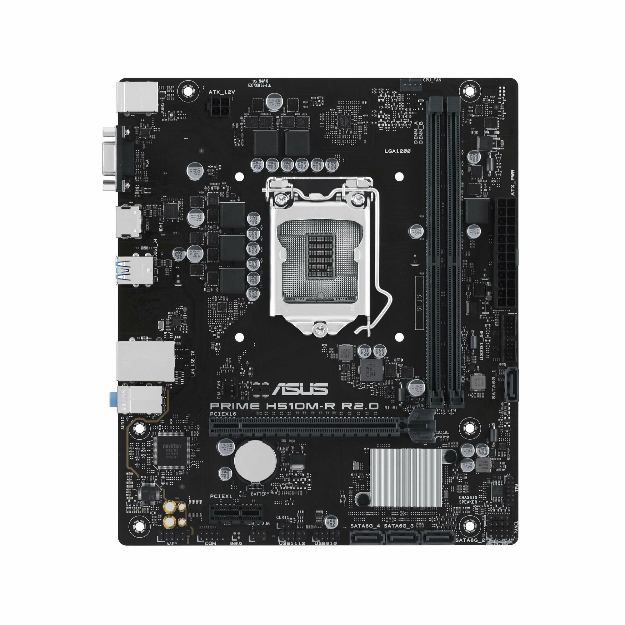 Материнская плата ASUS PRIME H510M-R R2.0-SI, LGA1200, H470, USB3.2 GEN1, Micro ATX