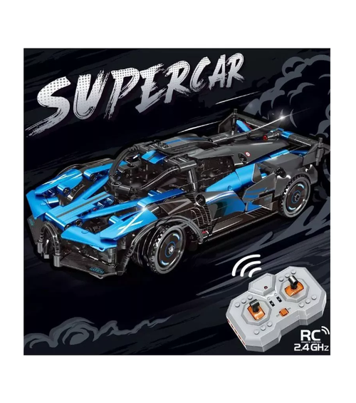 Конструктор Суперкар спортивная машинка игрушка гоночная синяя с механизмом 429 деталей