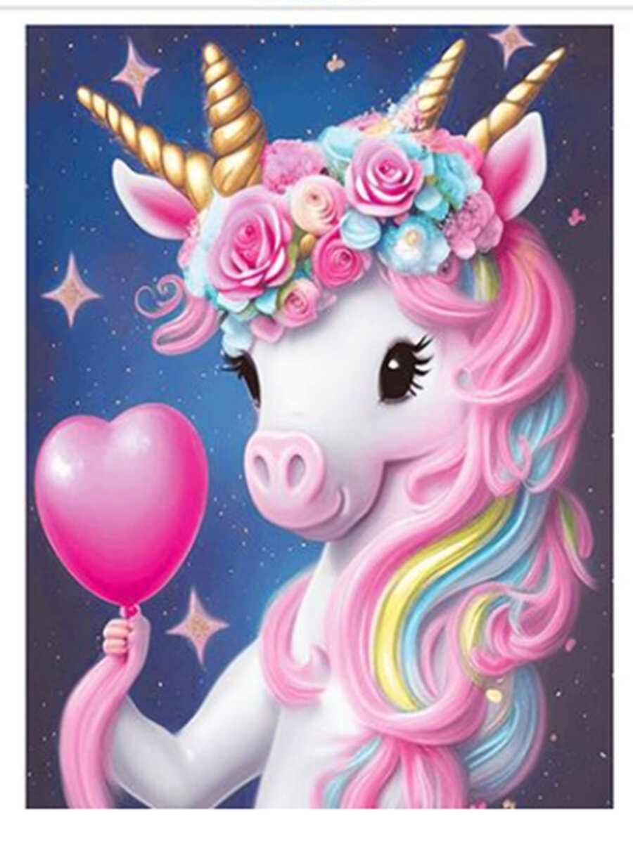 Алмазная мозаика для детей Единорог 20х30 см на подрамнике