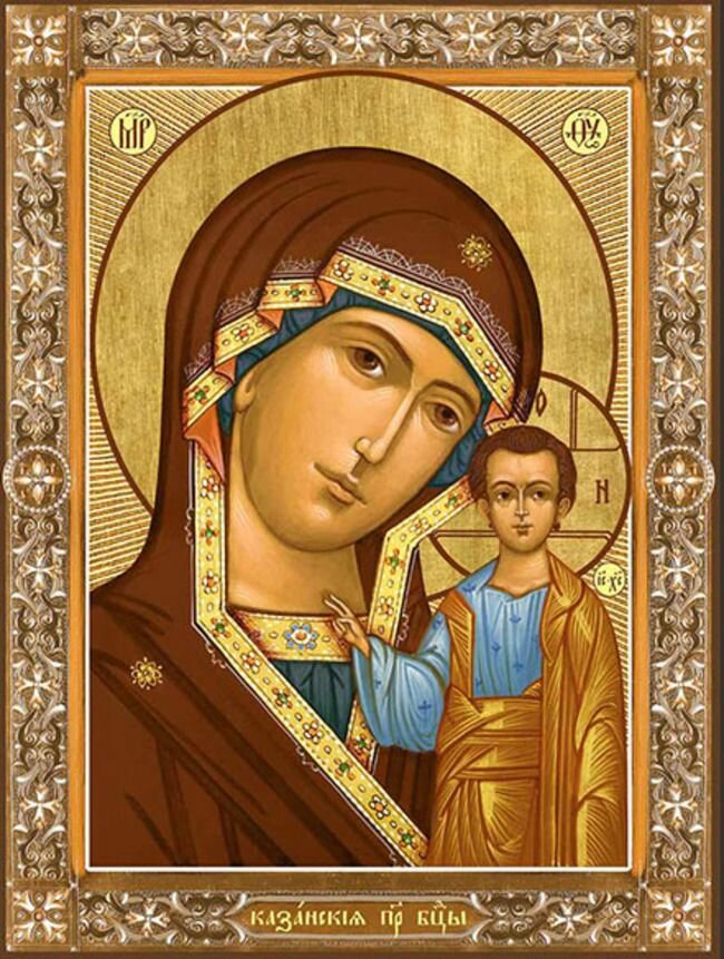 Казанская икона Божией Матери на дереве