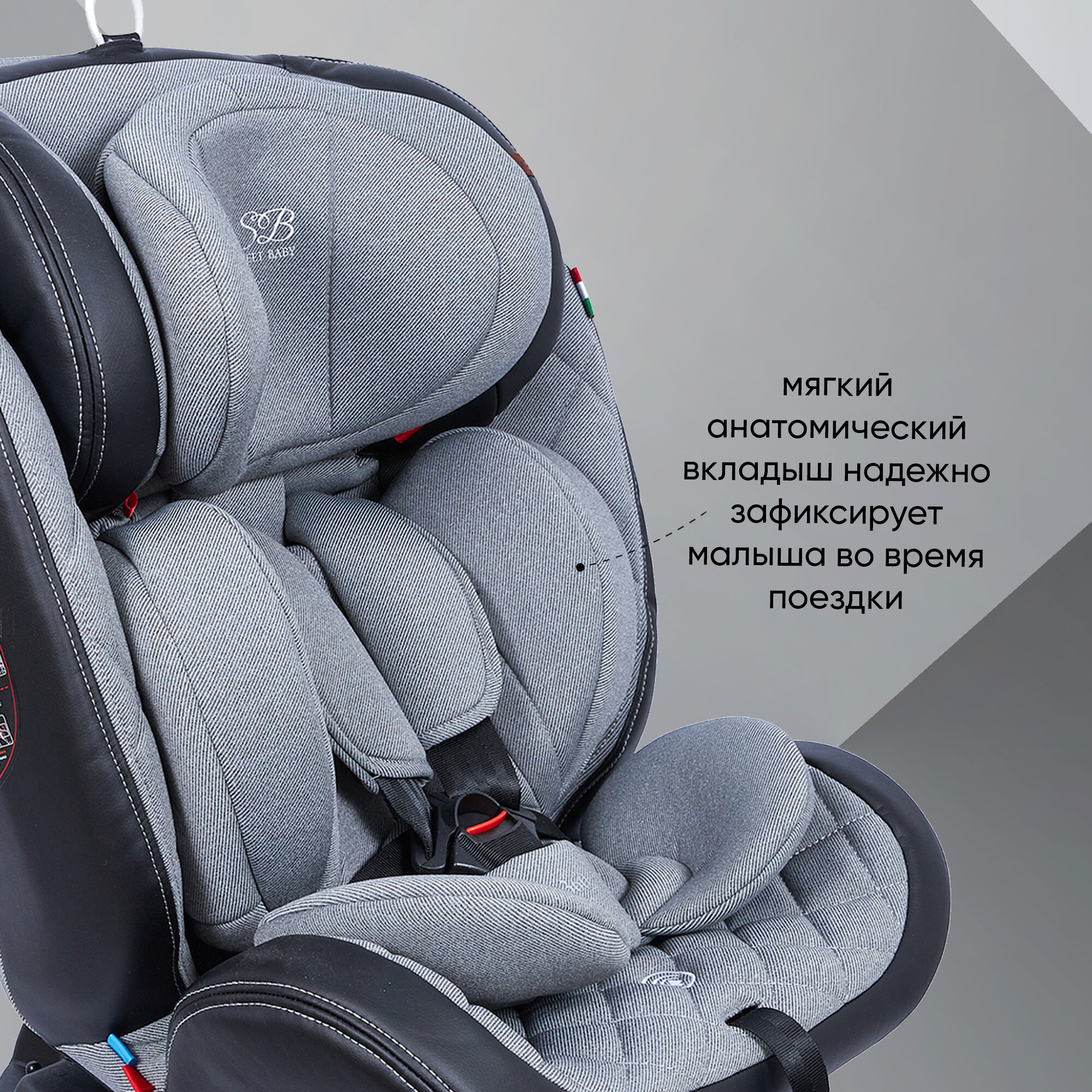 Автокресло поворотное группа 0123 (0-36) Sweet Baby Ranger 360 Isofix Gray