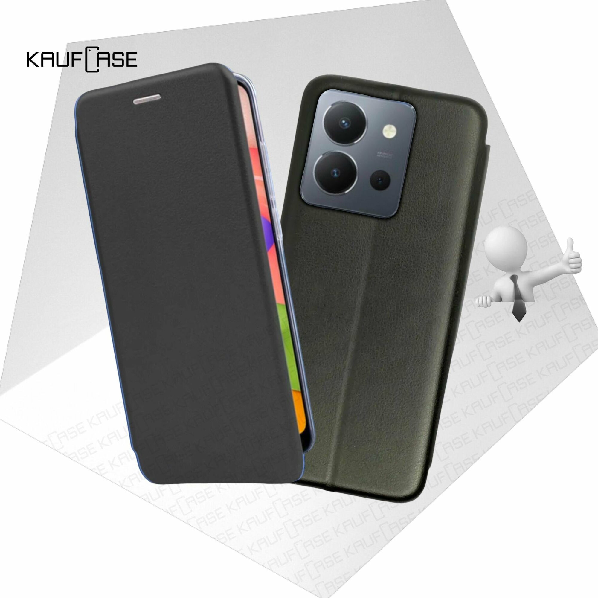 Чехол книжка KaufCase для телефона Vivo Y36 (V2247) (6.64"), черный. Трансфомер