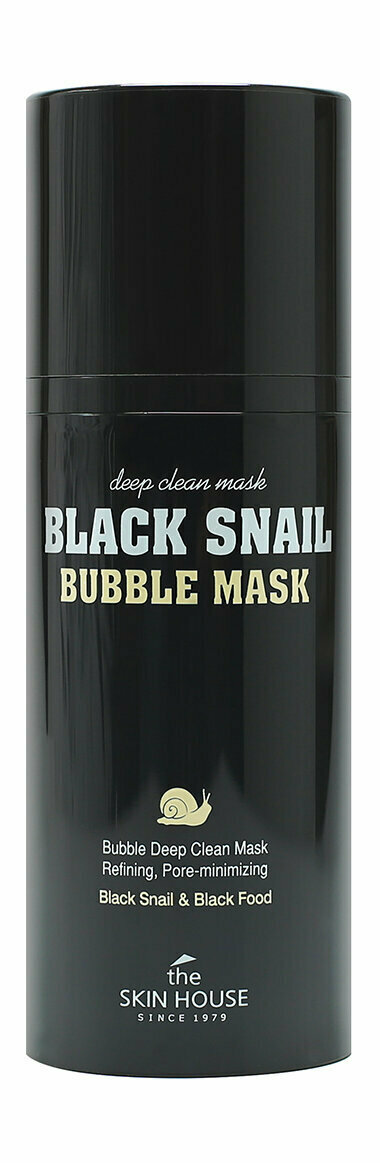 Кислородная очищающая маска для лица с муцином черной улитки The Skin House Black Snail Bubble Mask