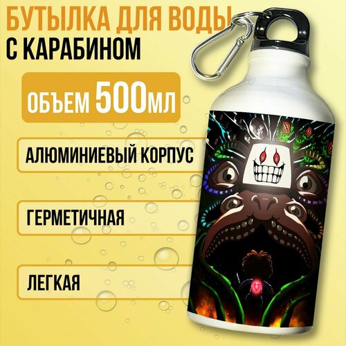 фото Бутылка спортивная/туристическая фляга белая игры undertale (андертейл, санс, фриск, папирус, андайн, чара) - 7317 бруталити