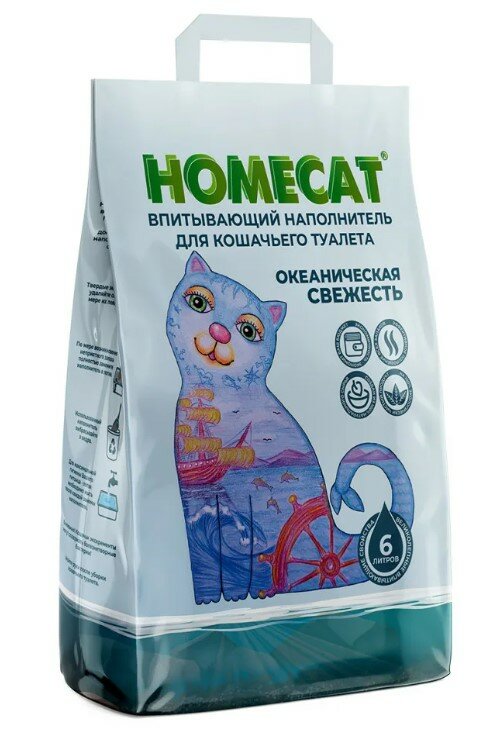 Homecat наполнитель Впитывающий наполнитель 6л, 3 кг (2 шт)