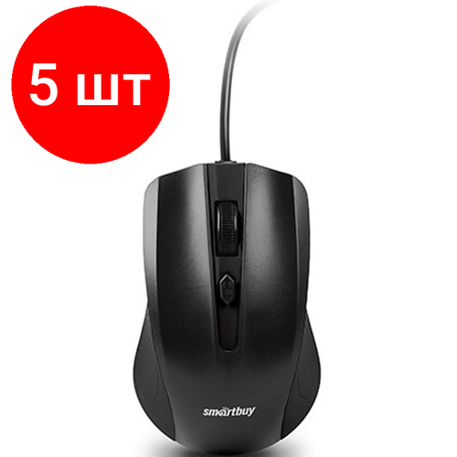 Комплект 5 штук, Мышь компьютерная Smartbuy ONE 352 черная (SBM-352-K) компьютерная мышь smartbuy sbm 613ag p k фиолетовый