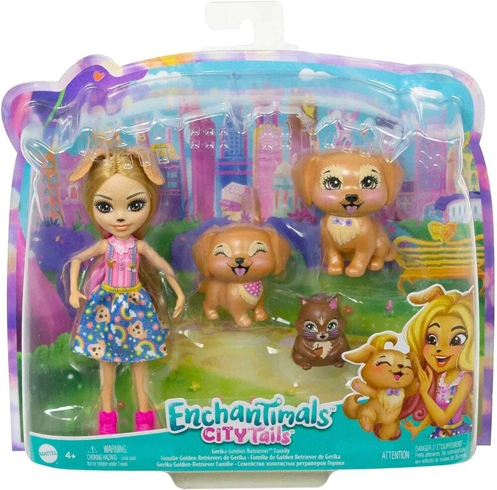 Кукла Mattel Enchantimals CITY Tails Семейство золотистых ретриверов Герики, HHB85
