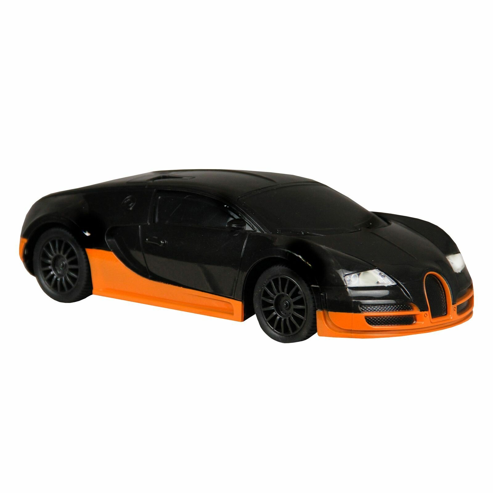 Машинка на пульте управления 1:16 Bugatti с подсветкой на батарейках черно-оранжевая