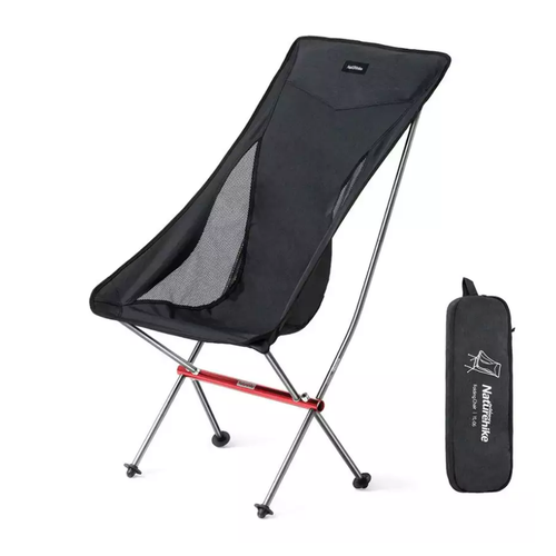 Кресло туристическое Naturehike YL06 складное, черное, высокая спинка, до 150 кг