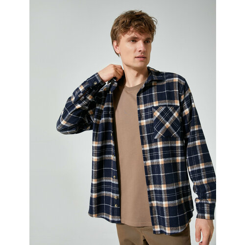 фото Рубашка koton, размер 50, черный, синий