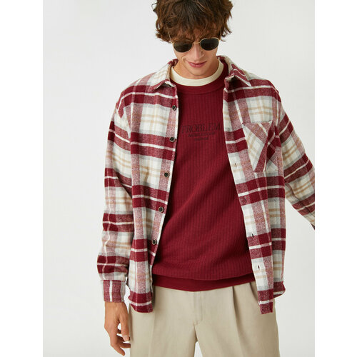 фото Рубашка koton, размер 48, бордовый