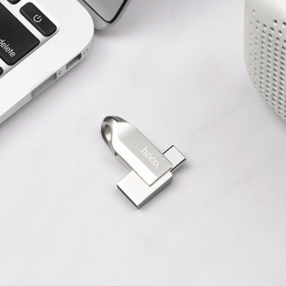 USB флеш-накопитель HOCO UD10 Wise, USB 3.0/Type-C, 32GB, серебристый — фото 13