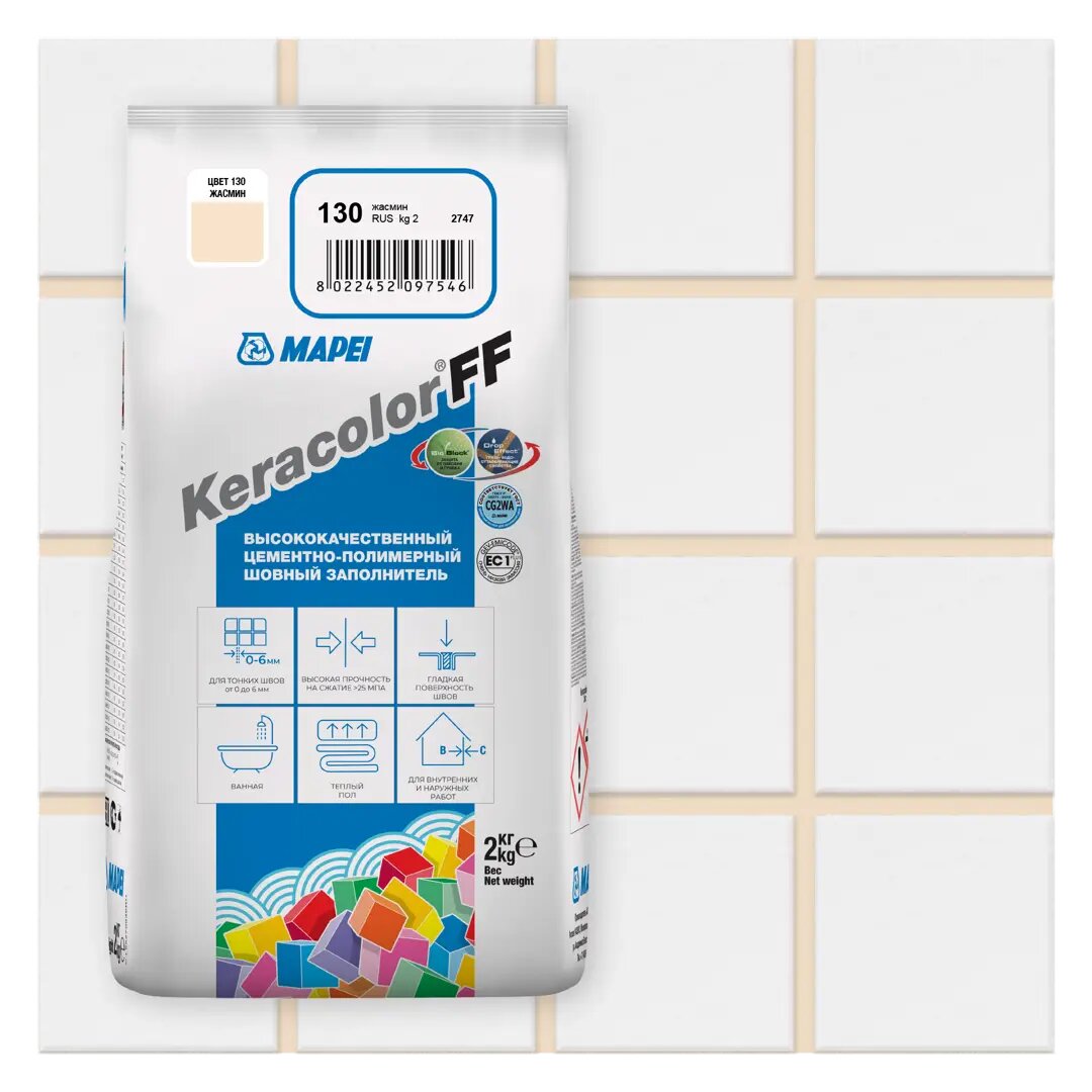 Затирка цементная Mapei Keracolor FF 130 цвет жасмин 2 кг