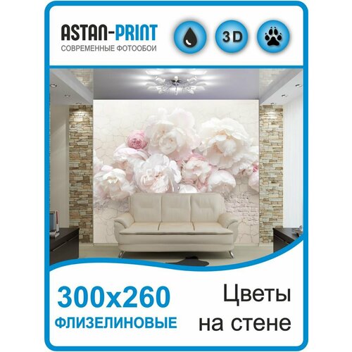 Фотообои флизелиновые Цветы на стене 300х260