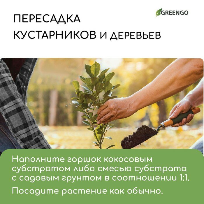 Субстрат кокосовый в брикете, 65 л, 30% чипсы и 70% торф, Greengo - фотография № 8