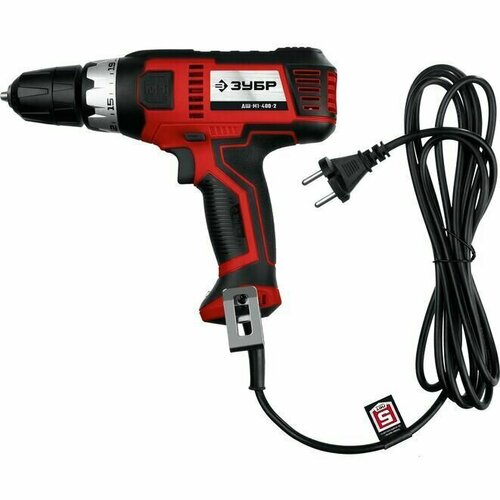 Дрель-шуруповерт сетевая мощность 400 Вт 0-4500-1800 обмин 2 скор ЗУБР 521200₽