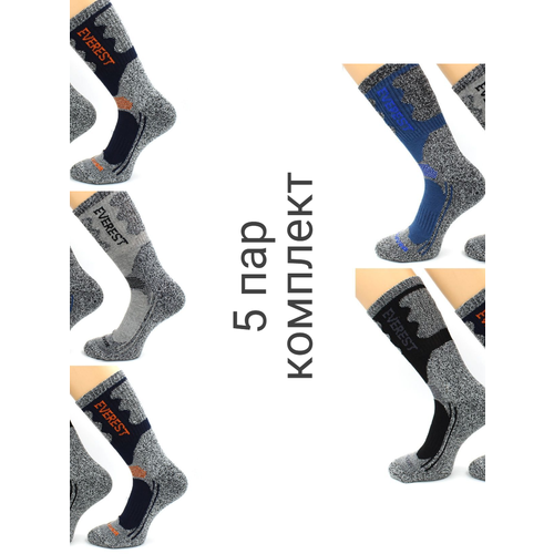 Носки HOBBY LINE, 5 пар, размер 40-44, синий, черный, мультиколор, оранжевый, голубой, хаки