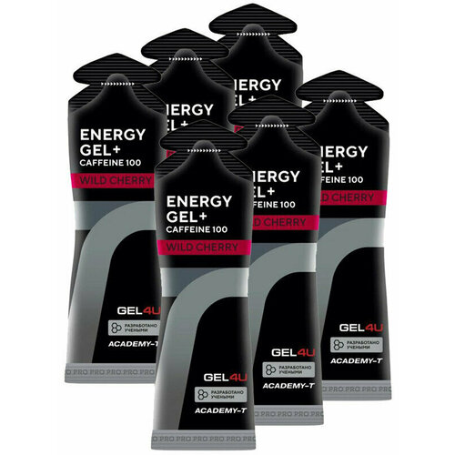 GEL4U, Energy Gel + Caffeine 100, 6х60мл (Вишня)