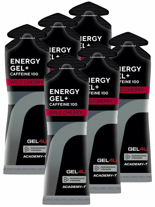 GEL4U, Energy Gel + Caffeine 100, 6х60мл (Вишня)