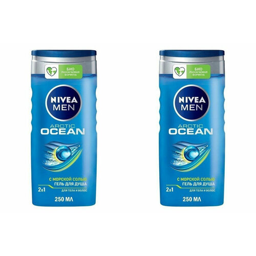 Гель для душа Nivea, Men, Arctic OCEAN, 2 в 1, мужской, 250 мл, 2 уп гель уход для душа мужской nivea men arctic ocean 250 мл