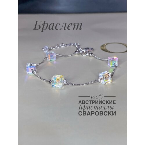 фото Браслет-цепочка, swarovski zirconia, 1 шт., размер 16 см, бесцветный lam-lam