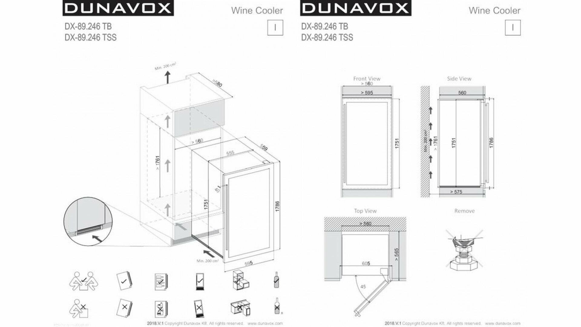 Встраиваемый винный шкаф 51-100 бутылок Dunavox - фото №5