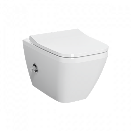 фото Подвесной безободковый унитаз Integra Square, с функцией биде и встроенным смесителем