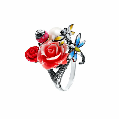 фото Кольцо element47, серебро, 925 проба, жемчуг, размер 18