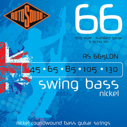 ROTOSOUND RS665LDN BASS STRINGS NICKEL струны для 5-струнной басгитары, никелевое покрытие, 45-130