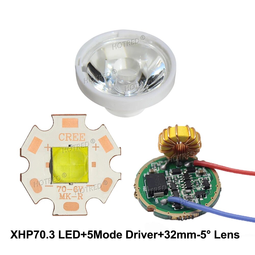 Фонарик HotRed 40W XHP70 LED теплый/холодный белый