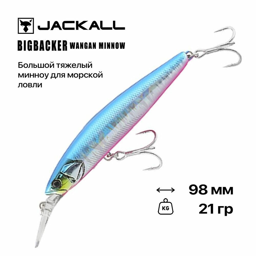 Воблер Jackall Big Backer Wangan Minnow 98S-LB 98 мм 21 гр #Blue Pink