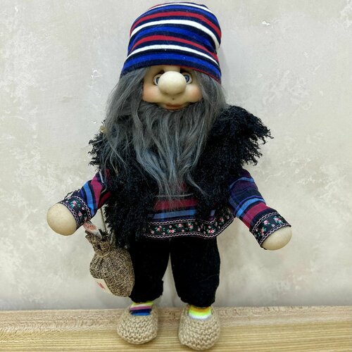 Домовой дедуля Аверьян дед с мешочком Удача 40 см кукла оберег ручной работы 3990₽