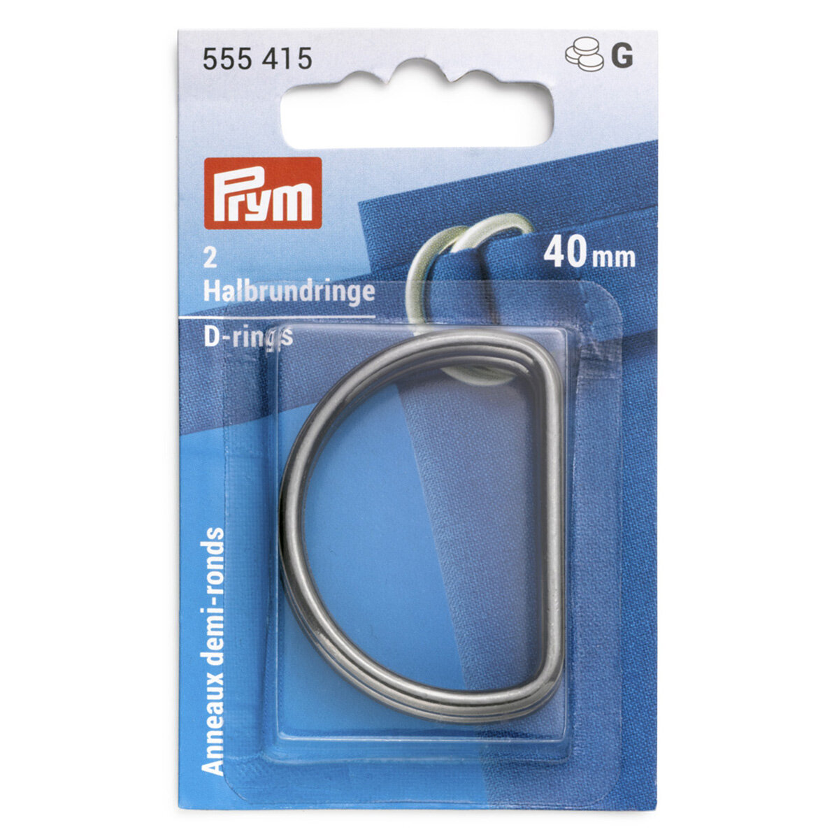 555415 Полукольца 40 мм, цвет оружейный металл, 2 шт, Prym