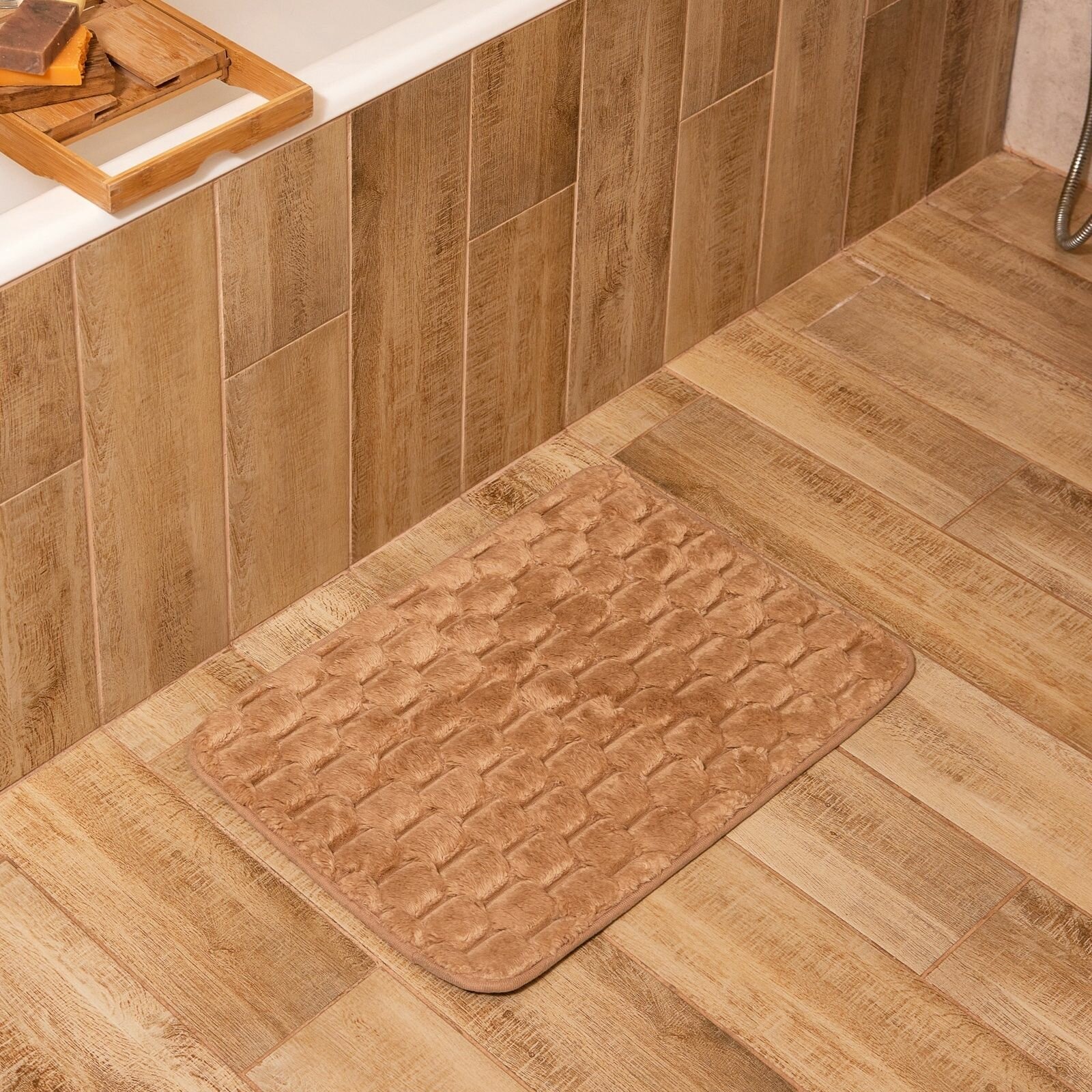 Коврик для ванной Этель Ромбы  40 60 см бежевый