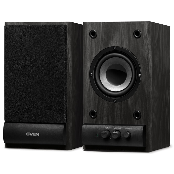 Компьютерные колонки 2.0 SVEN SPS-608 черный, с регулировками громкости и тембра на передней панели, 6 Вт, (SV-014223)