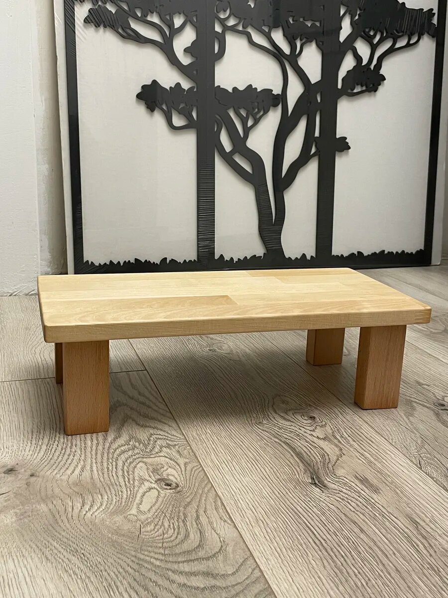 Табурет-стремянка, 40x20x12 см, подставка для ног, массив бука, светлая