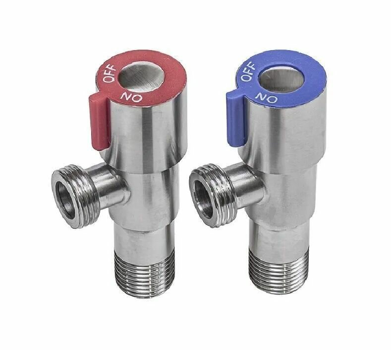 Угловой кран TIM BL5854.02S, нержавеющая сталь, для воды, 1/2", комплект 2 шт