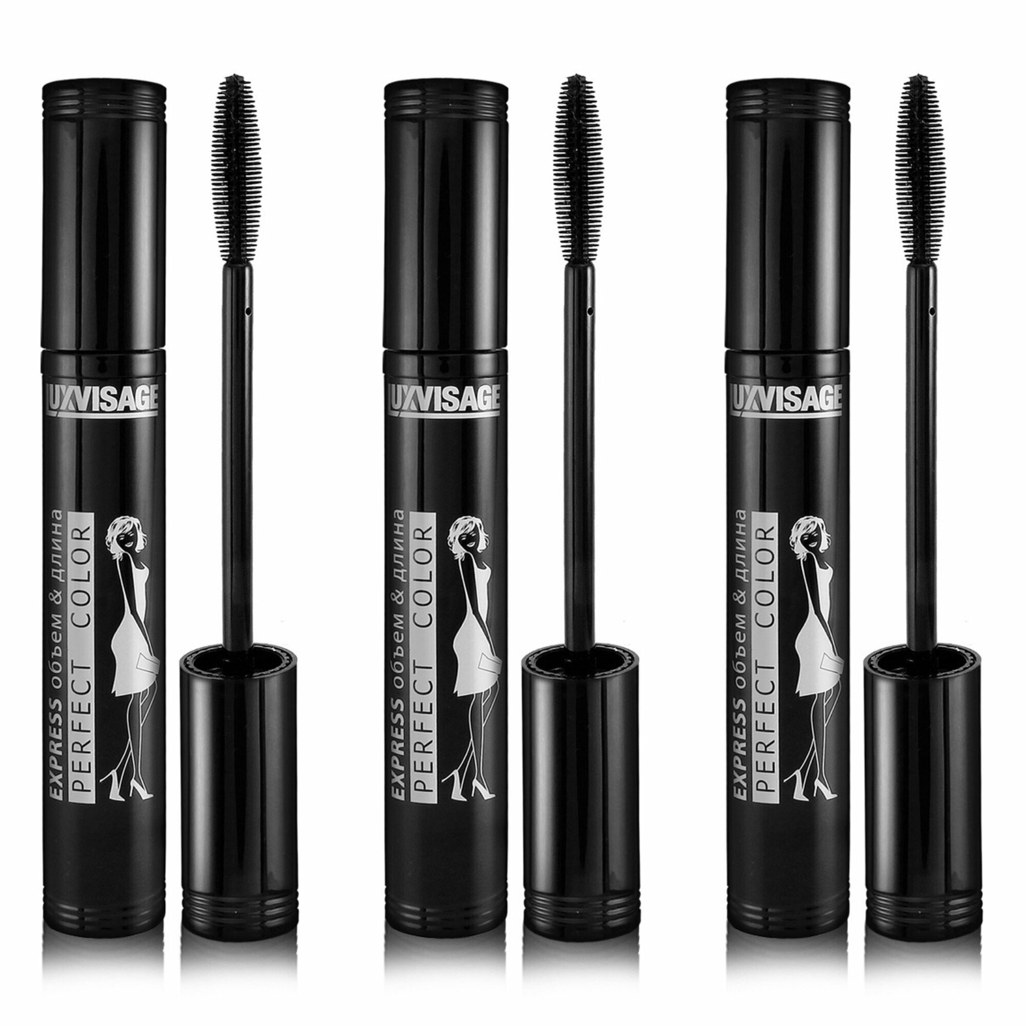 Тушь для ресниц Luxvisage, Perfect Color, объем и длина, черная, 10 г, 3 шт