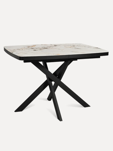 Изображение товара Стол керамический раздвижной DALLAS LIGHT 110 LUCKY CER на металлокаркасе, столешница керамика глянец, цвет белый нефрит, 110(150)х80 см