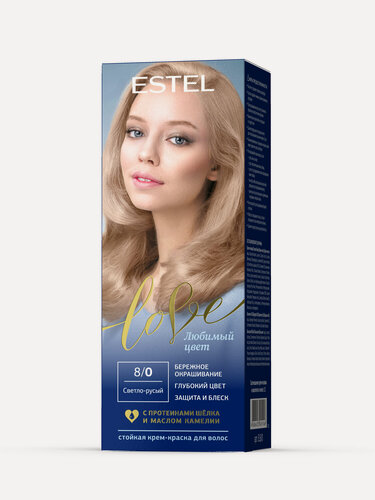 Изображение товара ESTEL Стойкая крем-краска LOVE для закрашивания седины, тон 8/0 Светло-русый, 115 мл