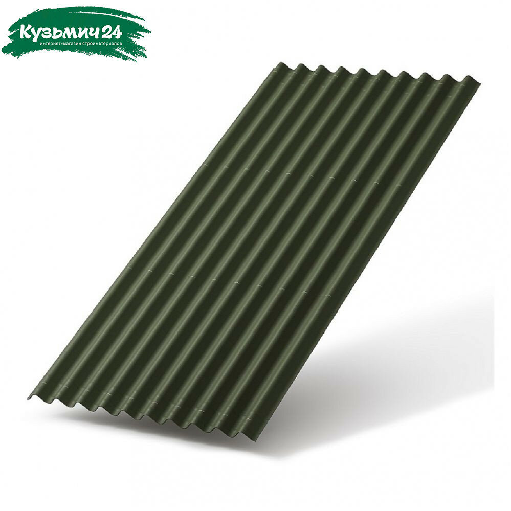 Лист волнистый Ондулин Смарт темно-зеленый для оформления кровли 950х2000 мм